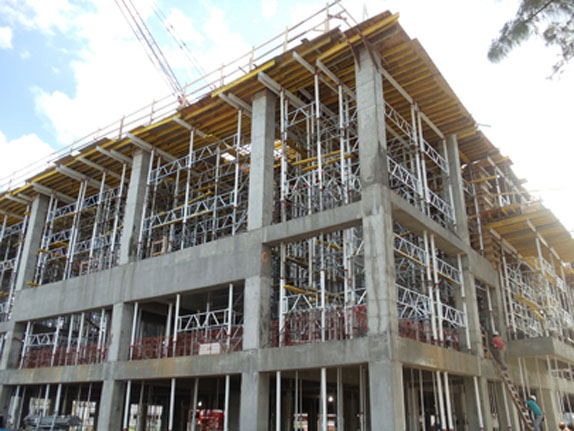 A building under construction after a shoring inspection in Miami, FL